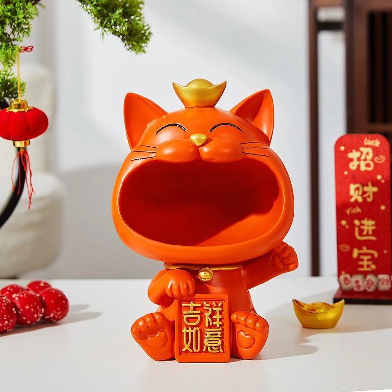 招财猫旺火塔过年家用入户玄关钥匙收纳客厅桌面电视柜装饰品摆件