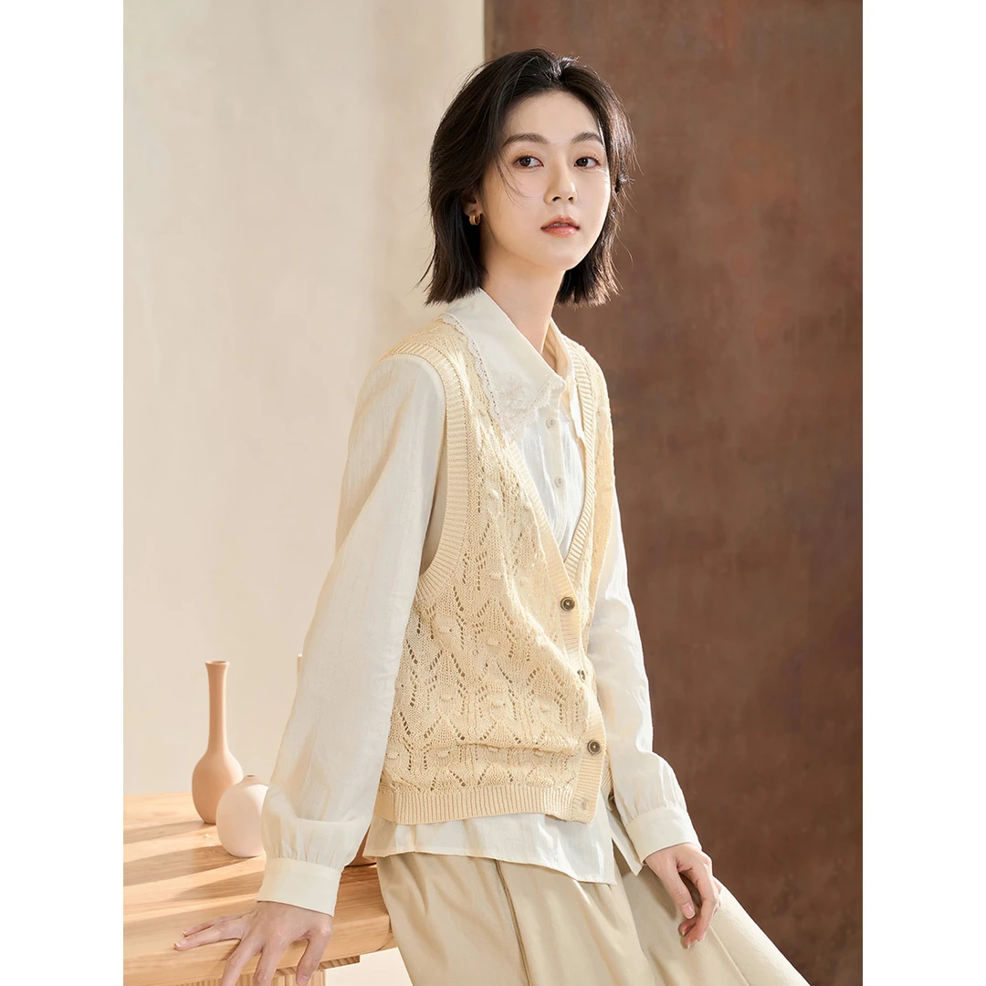 【商场同款】茵曼春秋女毛针织衫开衫毛衣女装精致T恤显瘦宽松气质