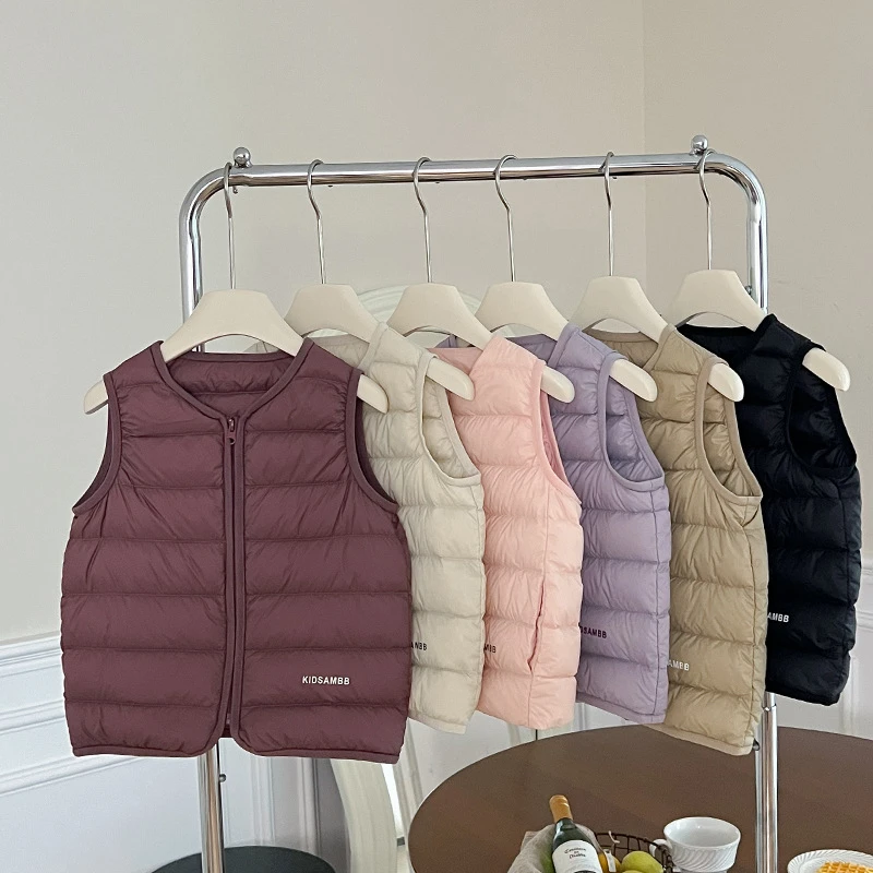儿童新国标90白鸭绒无袖羽绒服背心男女童宝宝轻薄款羽绒保暖马甲