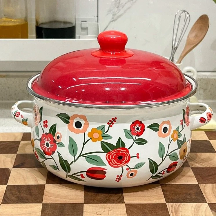 18CM搪瓷汤锅组合【红色浪漫-小黄鸭】辅食锅汤锅