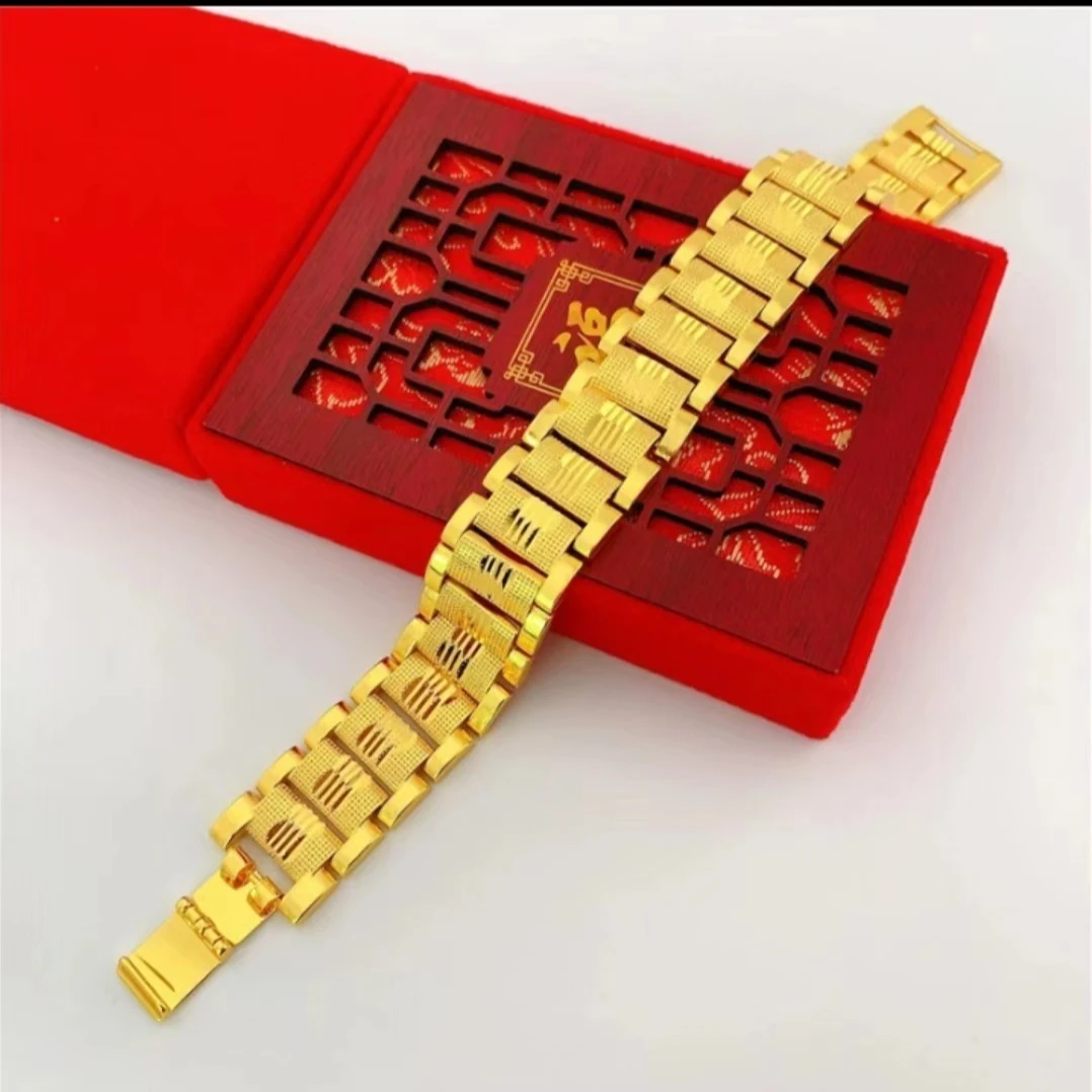 合金手链 《手表型手链》新品男士 时尚 金色 实心 不掉色霸气款