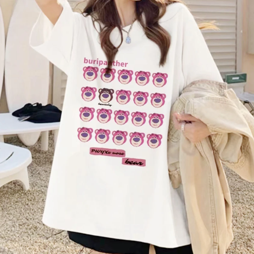 2024夏季舒适透气宽松休闲百搭草莓熊短袖