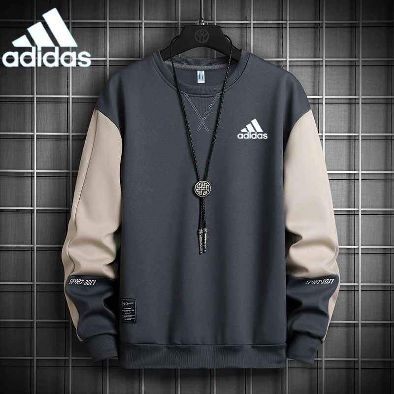 季阿­迪­达­斯运动卫衣男套头衫圆领休闲运动服长袖T恤卫衣加绒冬