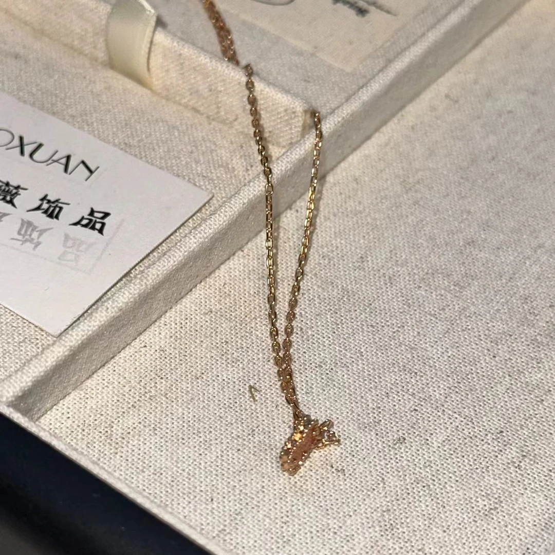 钛钢项链 红色迷你四叶花项链-66101