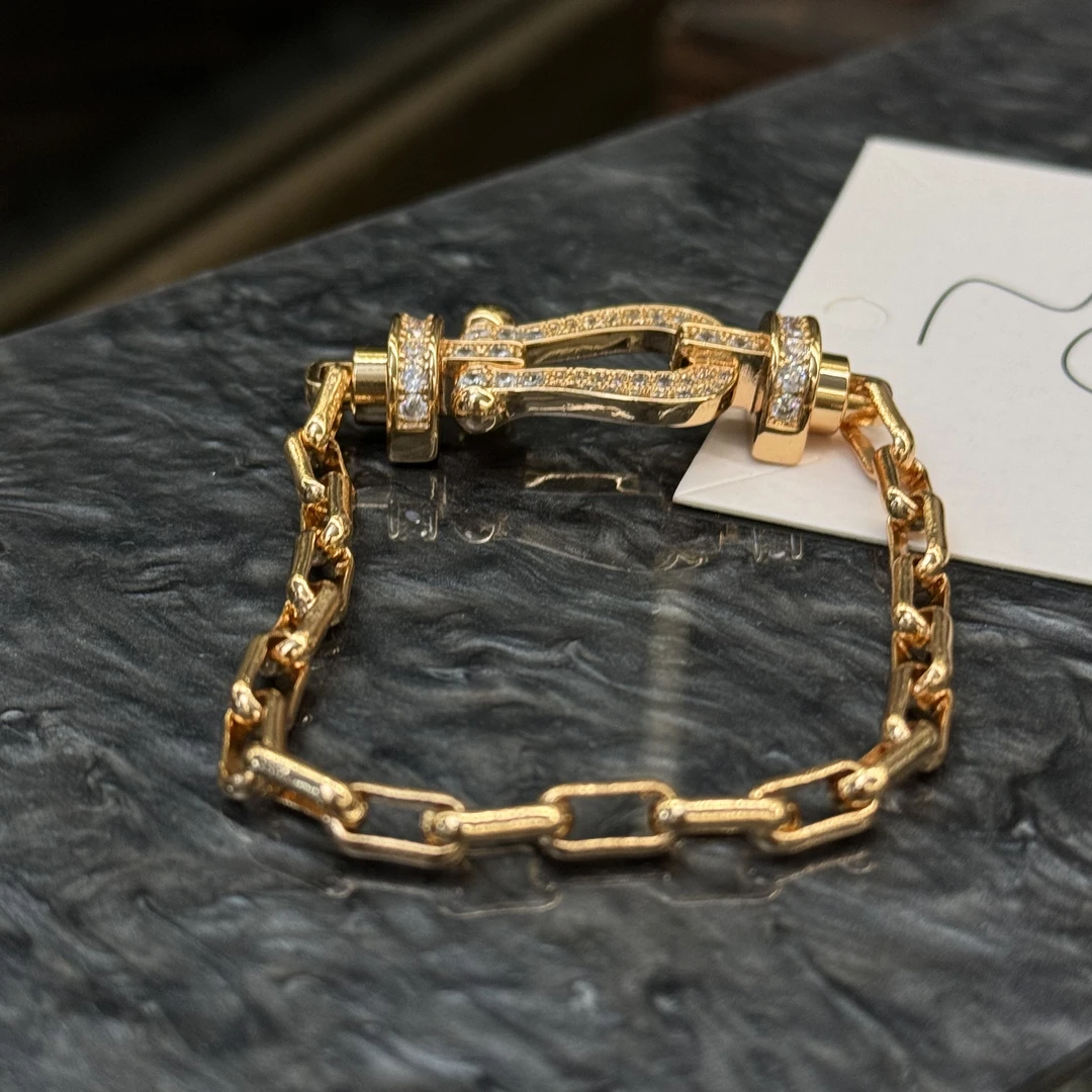 铜合金手链  玫色马蹄扣手链-66565