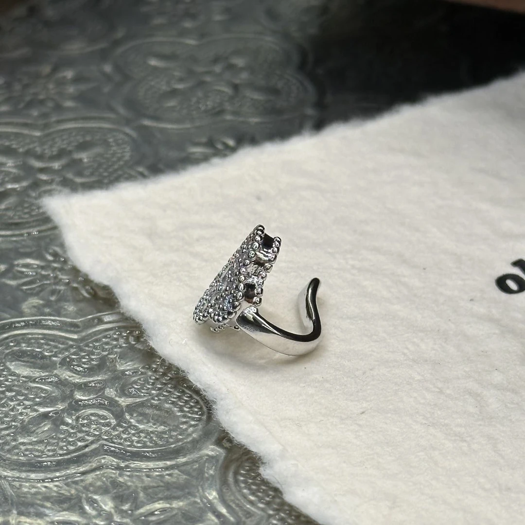 铜合金耳饰 闪钻四叶花简约耳夹-66540