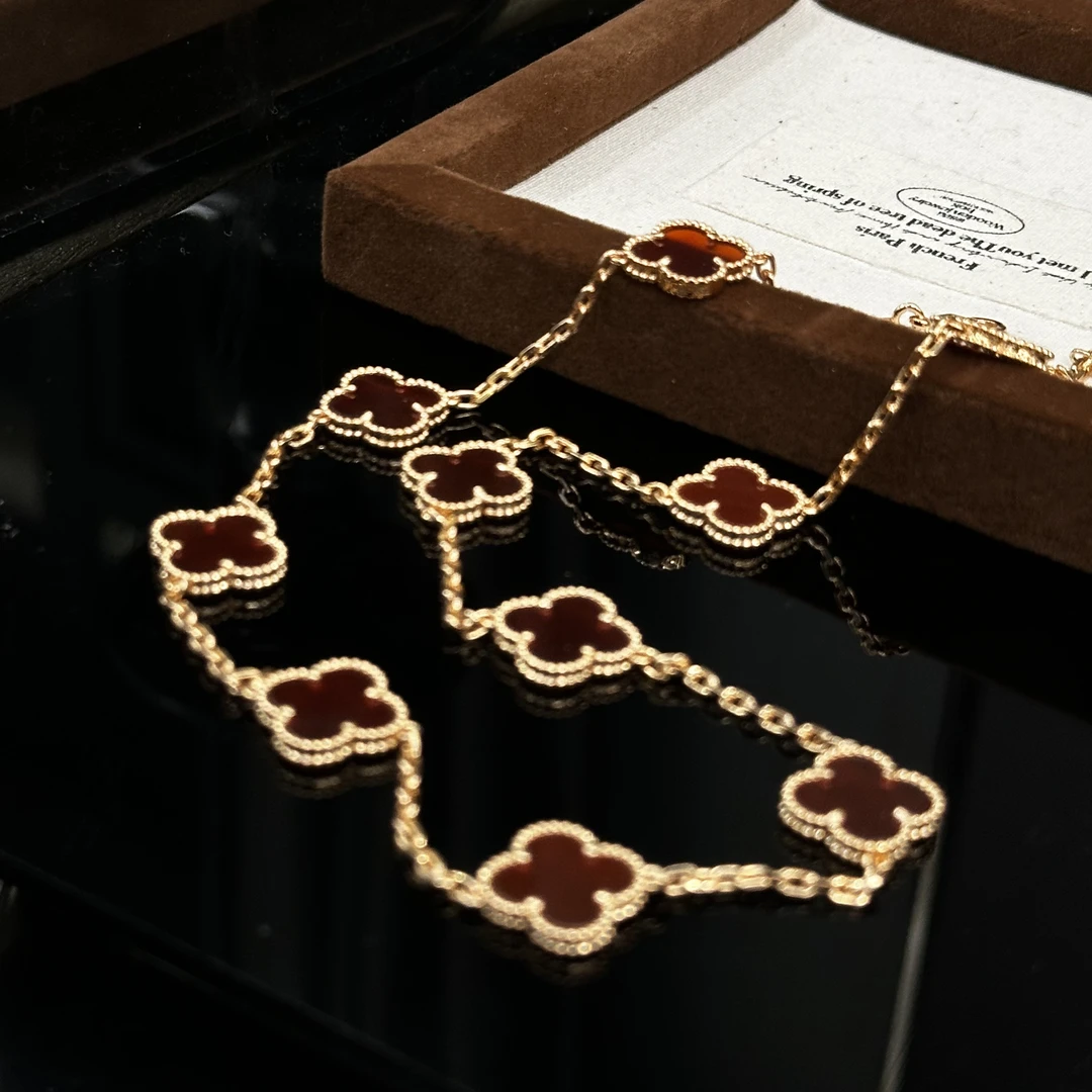 钛钢项链 红色【高版】十个花花项链-66902