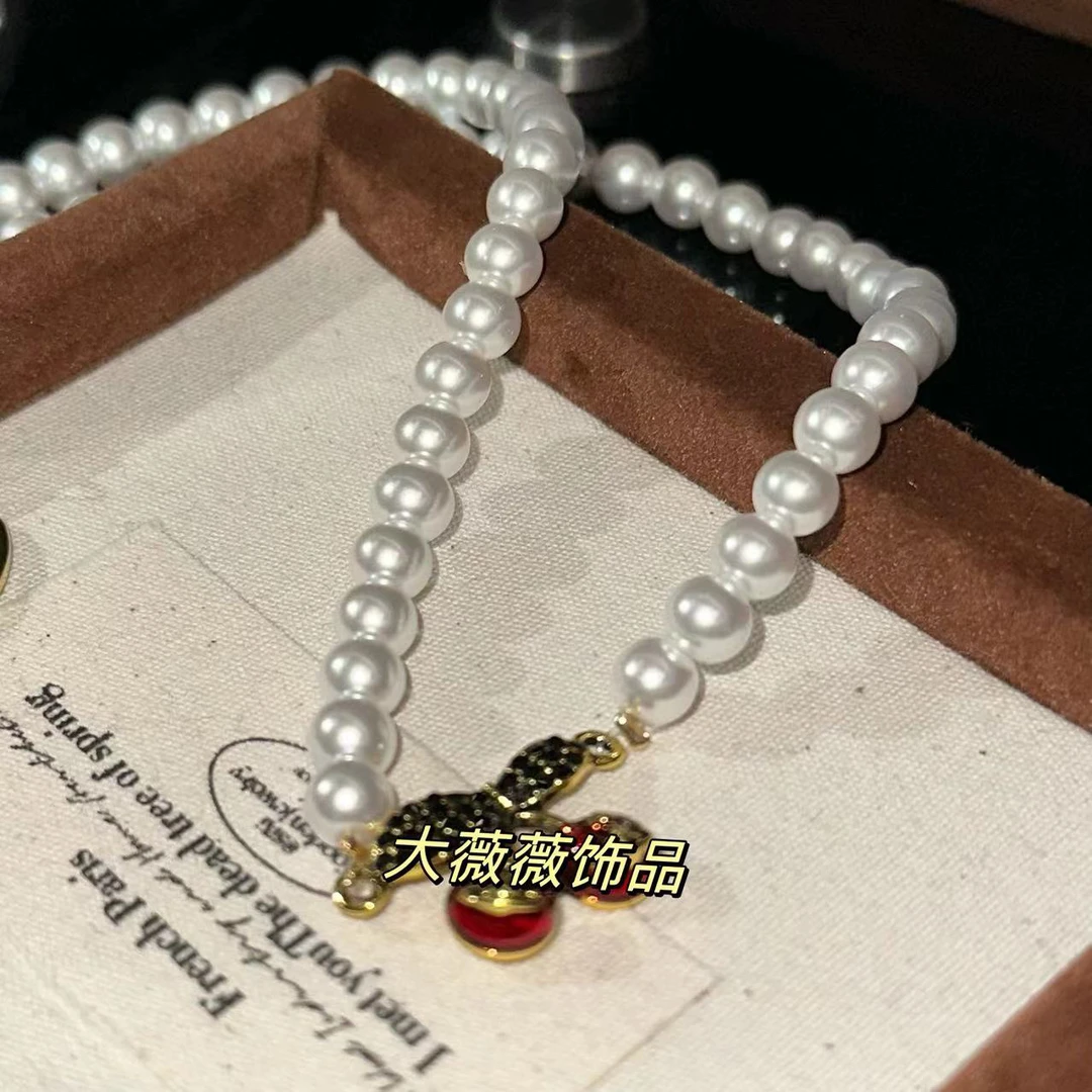 铜合金项链 气质樱桃土星项链-3918