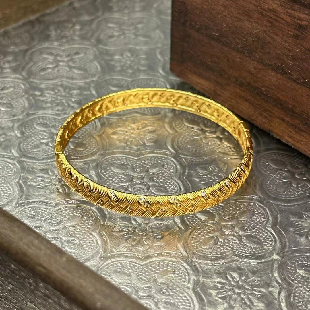 铜合金手镯 新中式编织花纹国风手镯-3344