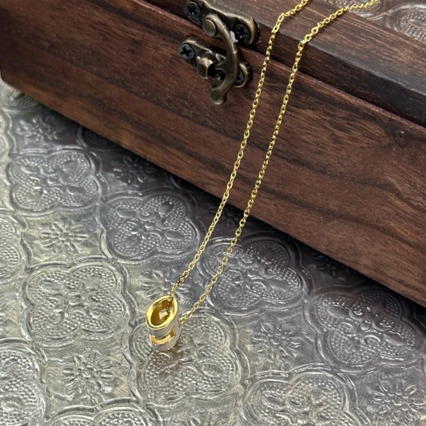 钛钢项链 白色迷你H字母项链-66437