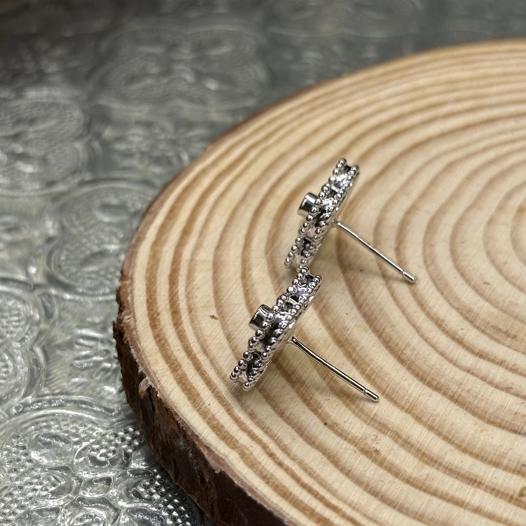 铜合金耳饰 镭射四叶花时尚耳饰-66538