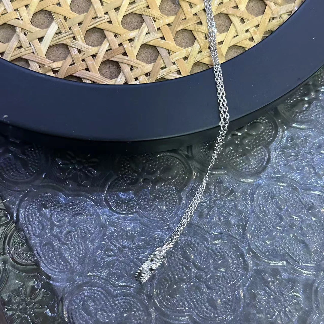 钛钢项链 银色四叶花百搭项链-66171