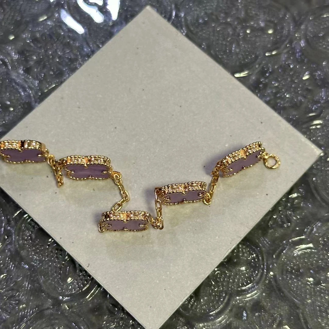 钛钢手链 淡紫色个性花花手链-66677