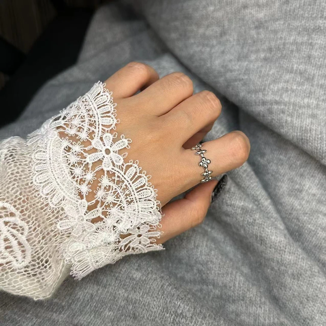 钛钢戒指 银色十字花个性戒指-66654