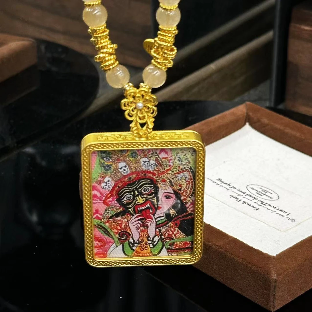 铜合金项链 前世今生唐卡黄色项链-3870