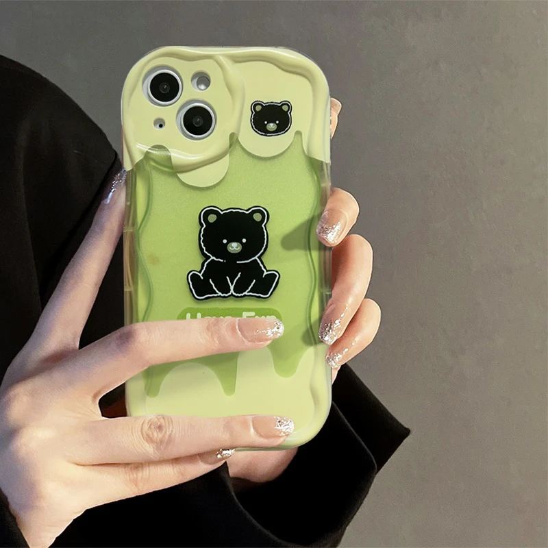 2023新款苹果15手机壳透明小众ins卡通可爱小熊全包防摔手机壳女