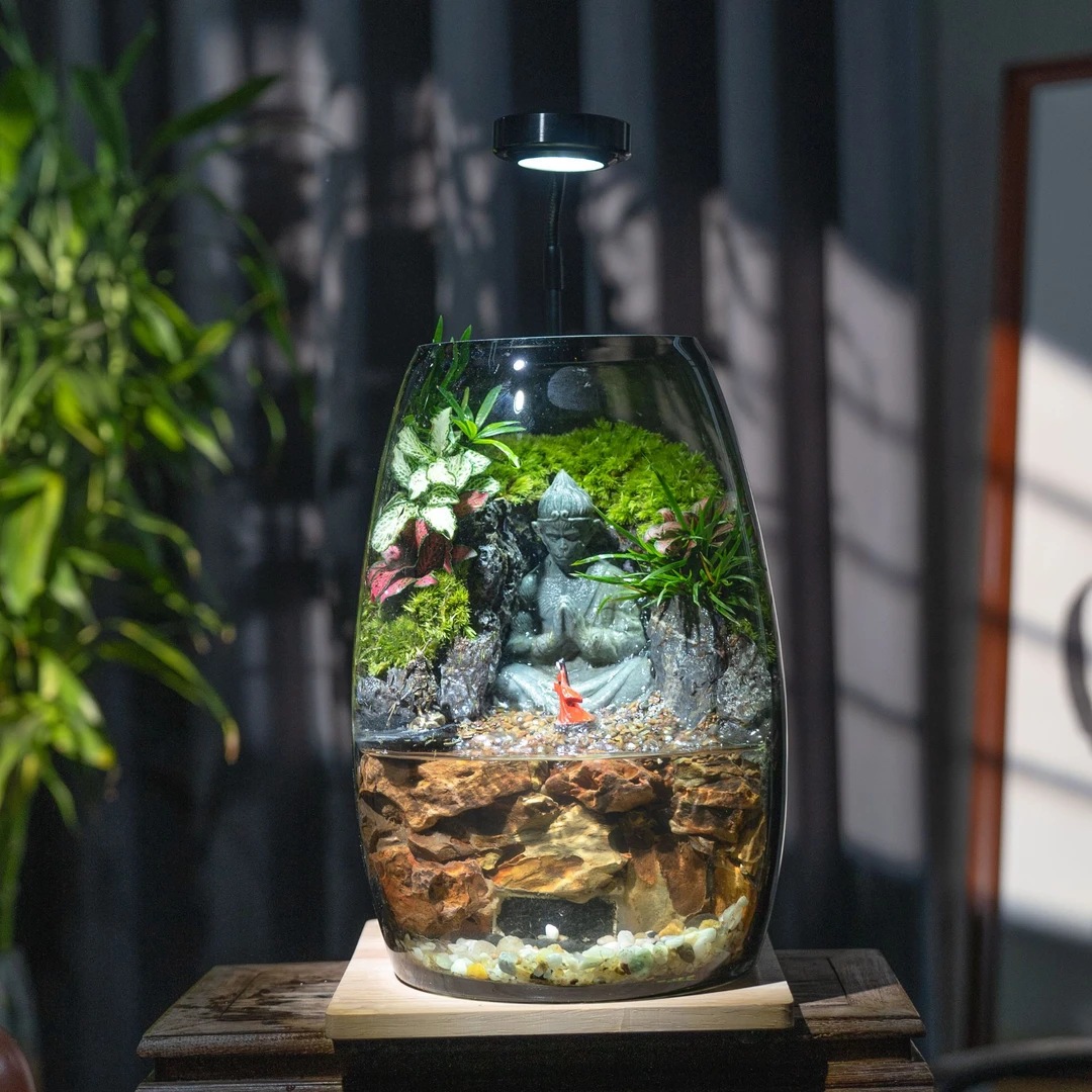 黑神话翠竹林纯手工艺术苔藓微景观客厅绿植流水观赏摆件归来悟空