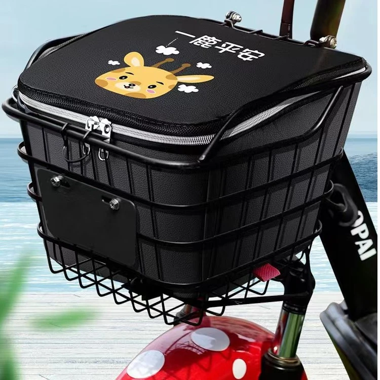 【赠密码锁】电动车车筐电瓶车前车筐内胆自行车车篮防雨大容量方便