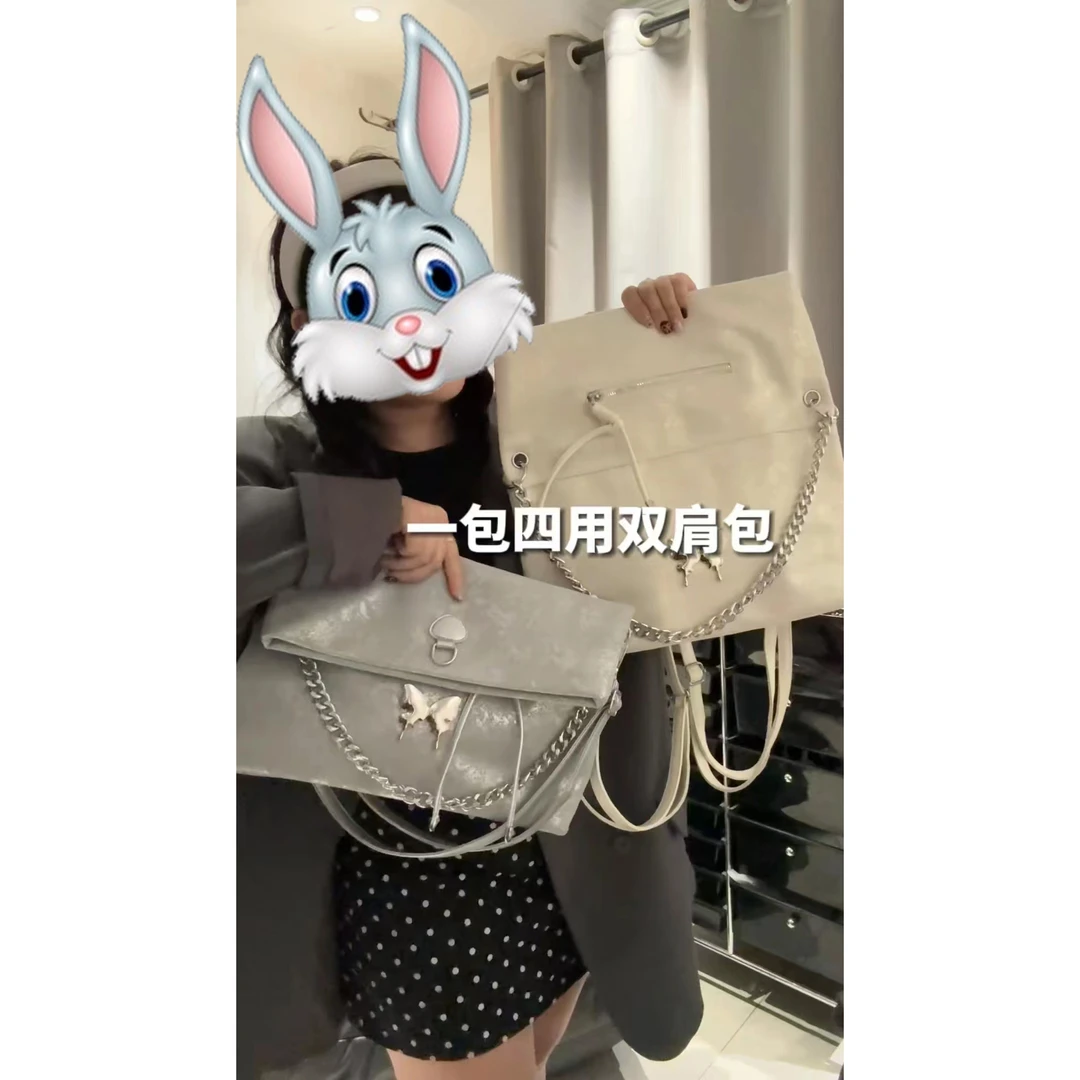 多功能折耳三背包包女士2024新款双肩单肩斜挎腋下包大容量托特包