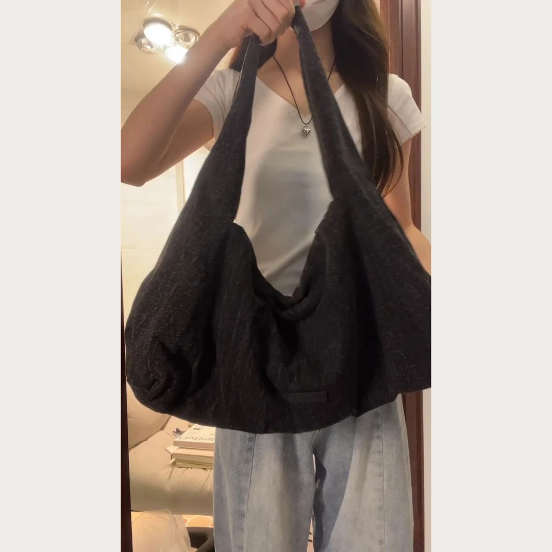 小众设计帆布托特包包女2024新款大容量邮差包时尚百搭单肩斜挎包