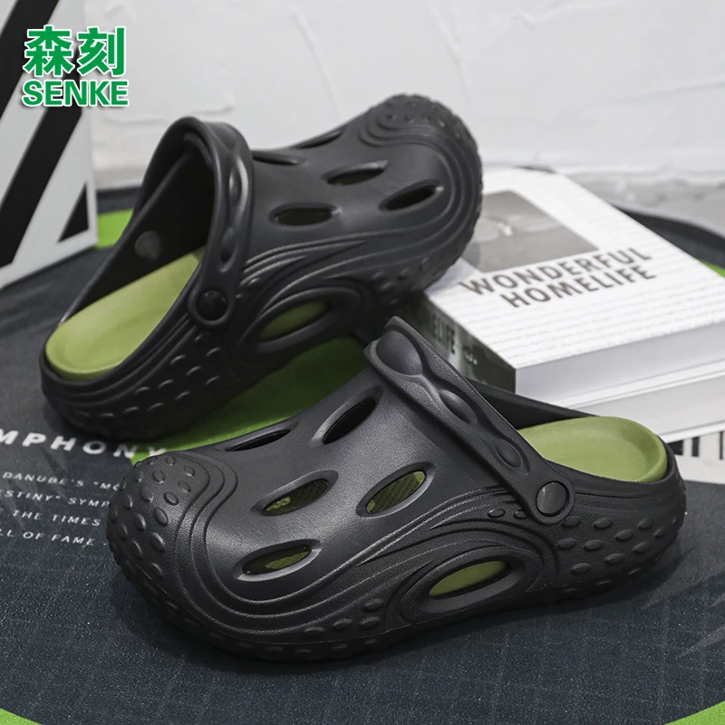 森刻潮拖夏季新款个性拼色男士沙滩鞋两穿凉鞋情侣同款软底软面