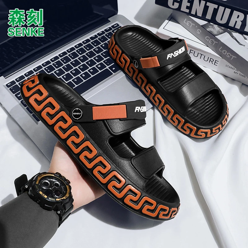 森刻夏季新款男士时尚休闲沙滩鞋软底软面防滑耐磨凉拖鞋