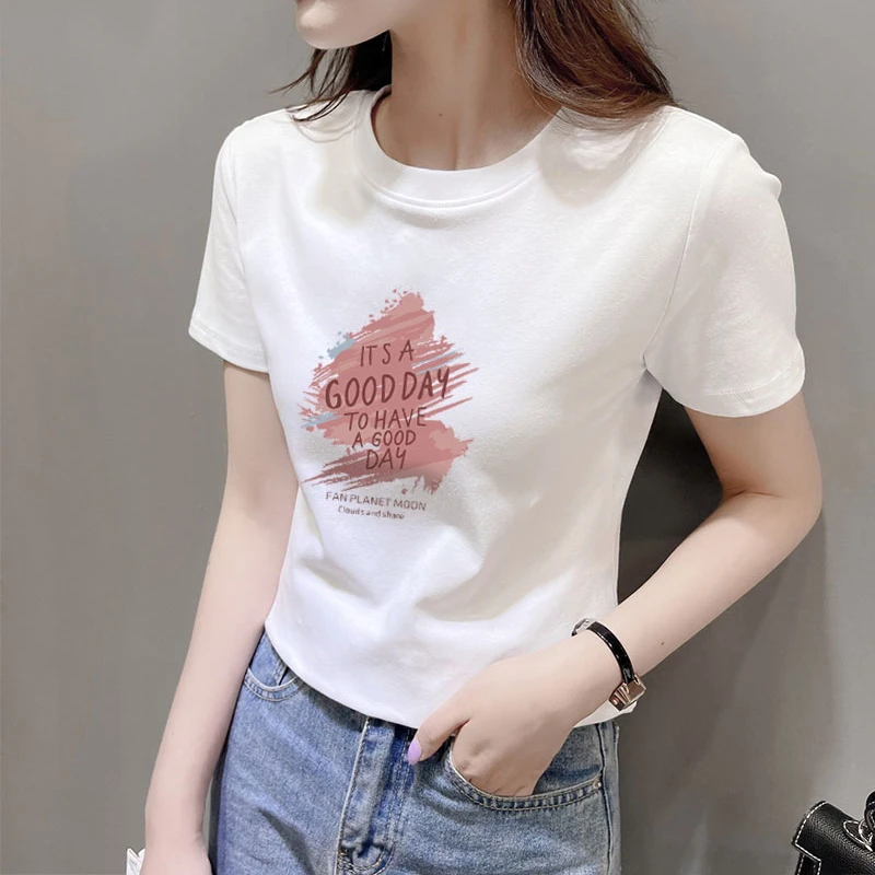 美式正肩短款纯棉短袖女装新款夏季小个子高腰显瘦t恤衫显瘦上衣