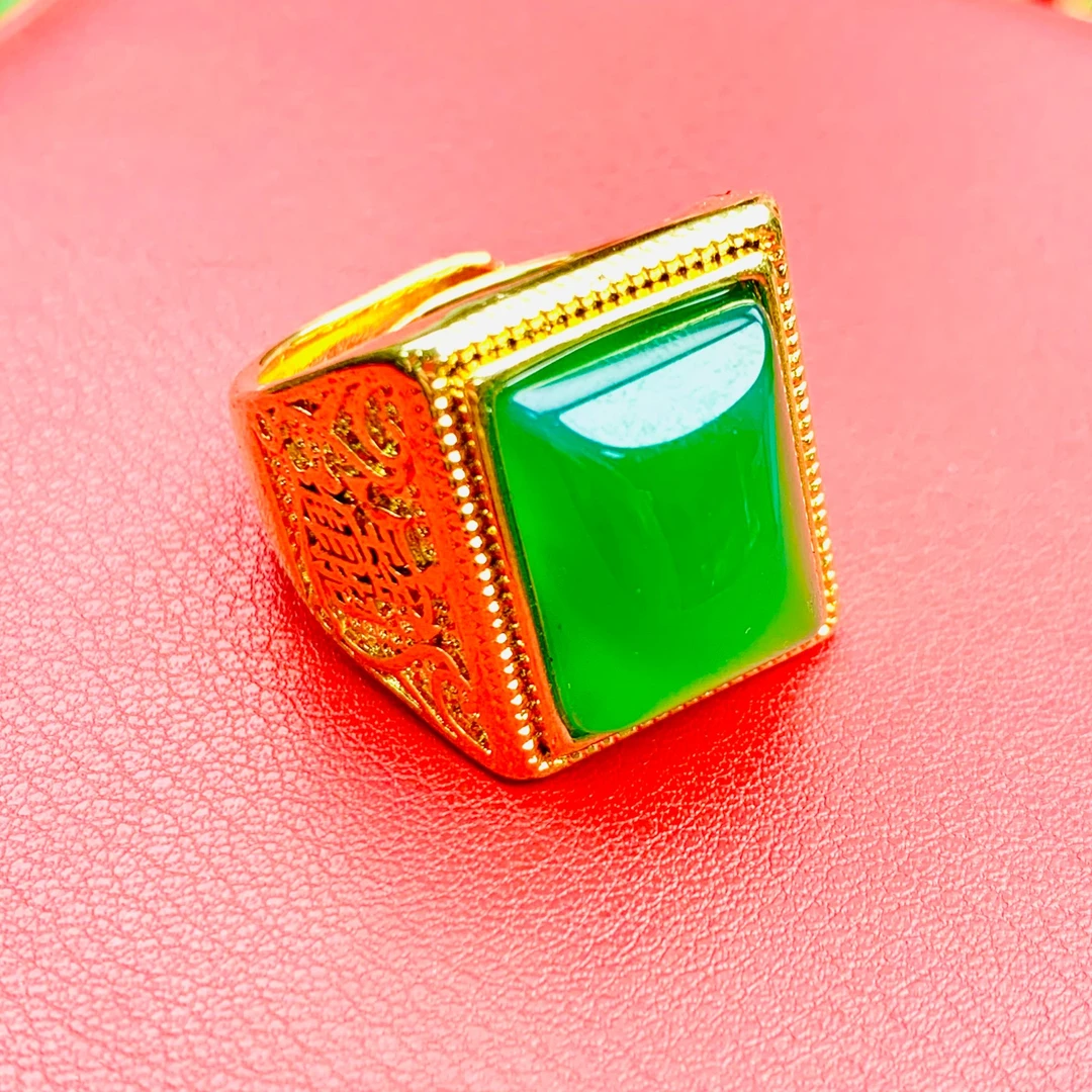 男士经典大气典雅玉髓合金戒指-活口可调节-赠礼盒证书GZW-DJL