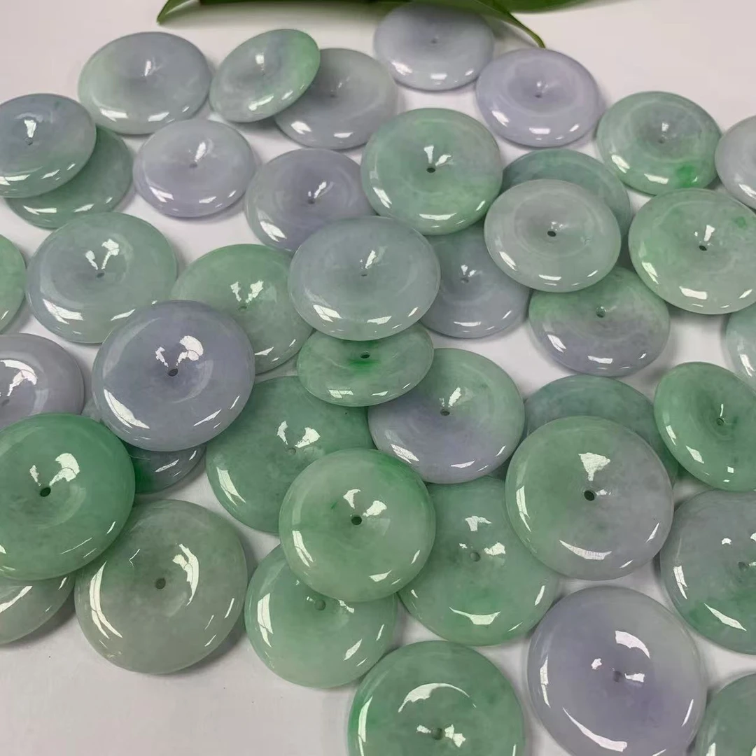 缅甸天然A货翡翠有紫有绿翡翠平安扣时尚精致吊坠-多样性发其一