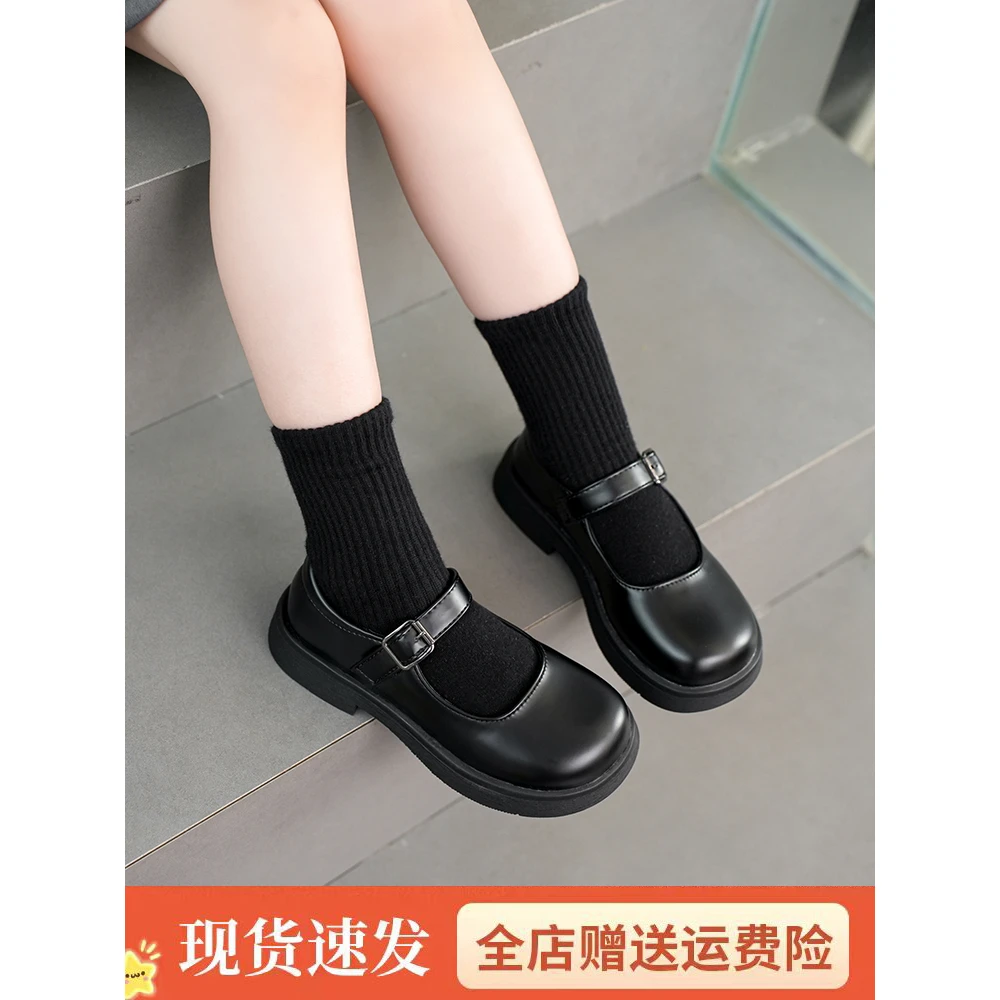 ABC女童学院风黑色小新款软底公主鞋儿童四季鞋大童演出鞋女清凉