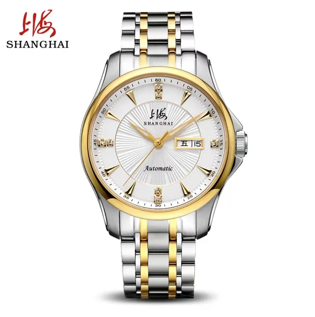 【厂家直售】上海牌自动机械男表日历星期透底手表918