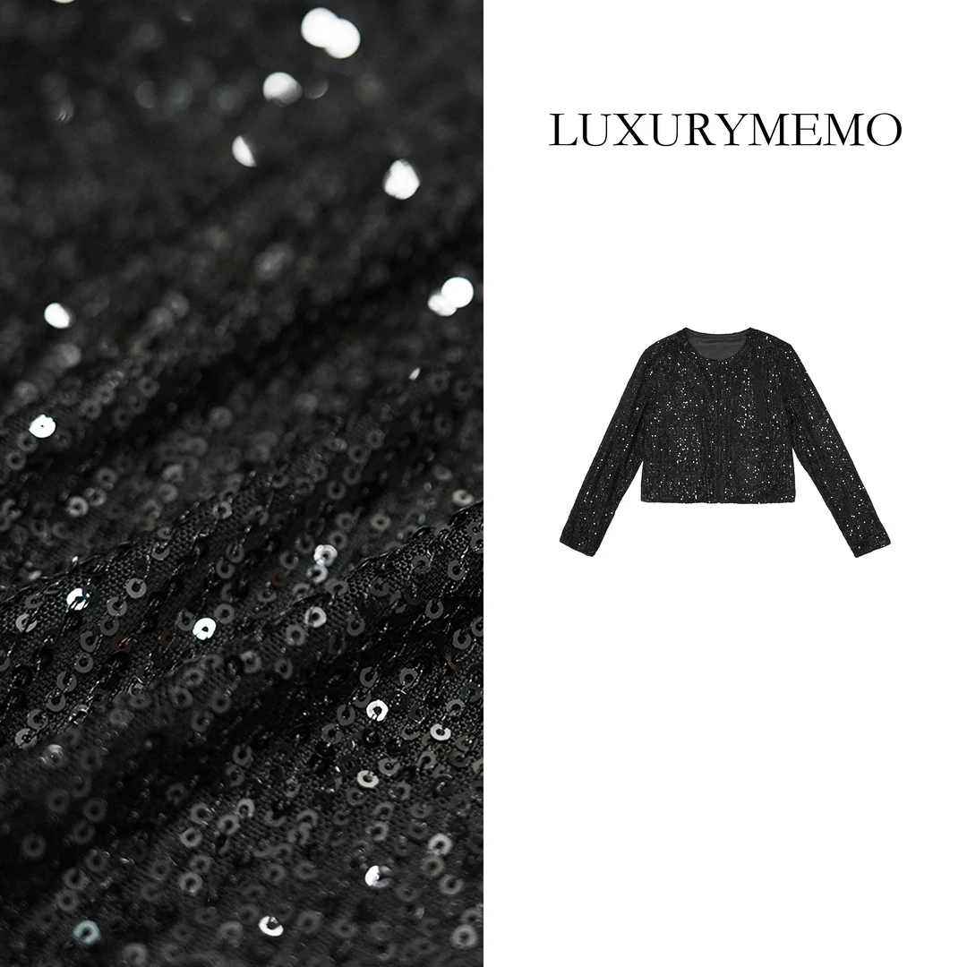 LUXURYMEMO【刘熊熊】秋季新款上衣女外套气质小香风长袖时尚亮闪闪