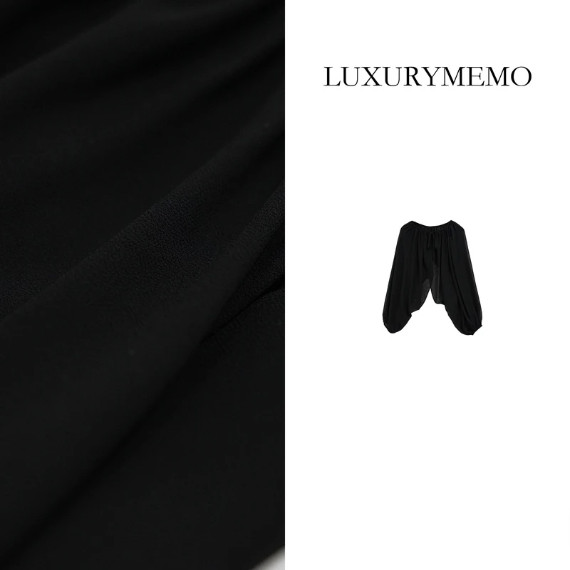 LUXURYMEMO【化妆舞会】气质长袖轻奢黑色上衣