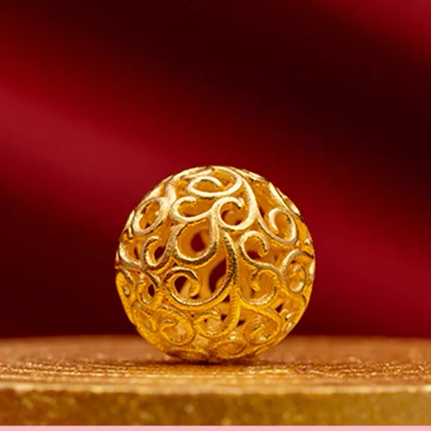 玉麓黄金 足金999古法花丝珠精美百搭款