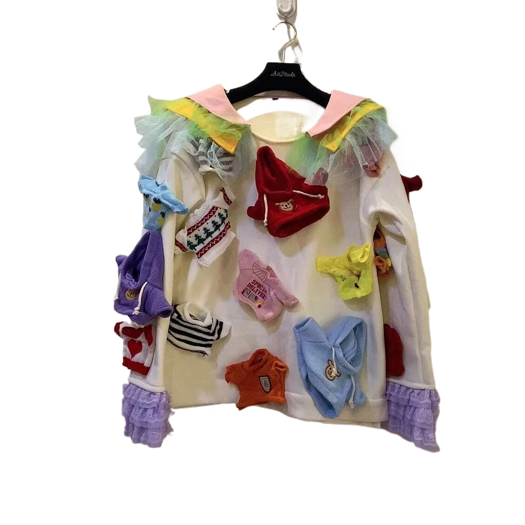 ATT潮牌女装2024冬欧洲站度假风拼接甜美花卉重工时尚卫衣