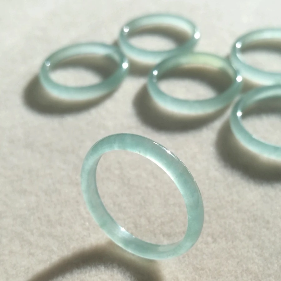 【古古珠宝】“冰冰”翡翠细戒圈一个-无证书（自带意境雪花）无鉴赏期