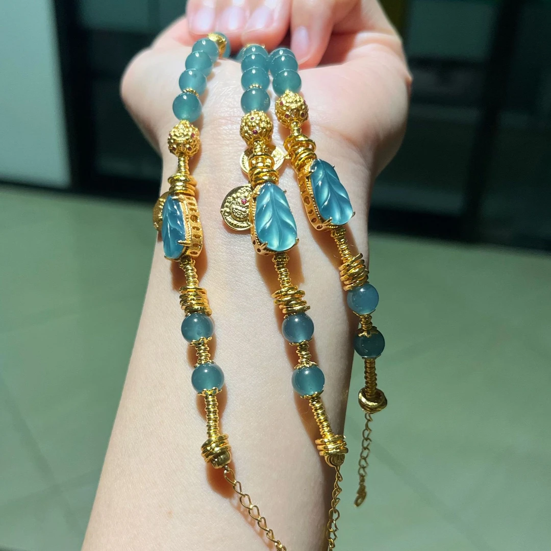 【古古珠宝】“十一”原创设计芭蕉叶冰蓝diy手串-多样性发其一-ZL308