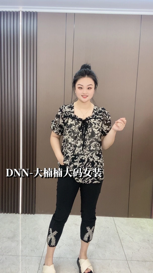 6728新款胖MM上衣宽松遮肚子雪纺衫时尚碎花洋气减龄漂亮短袖小衫