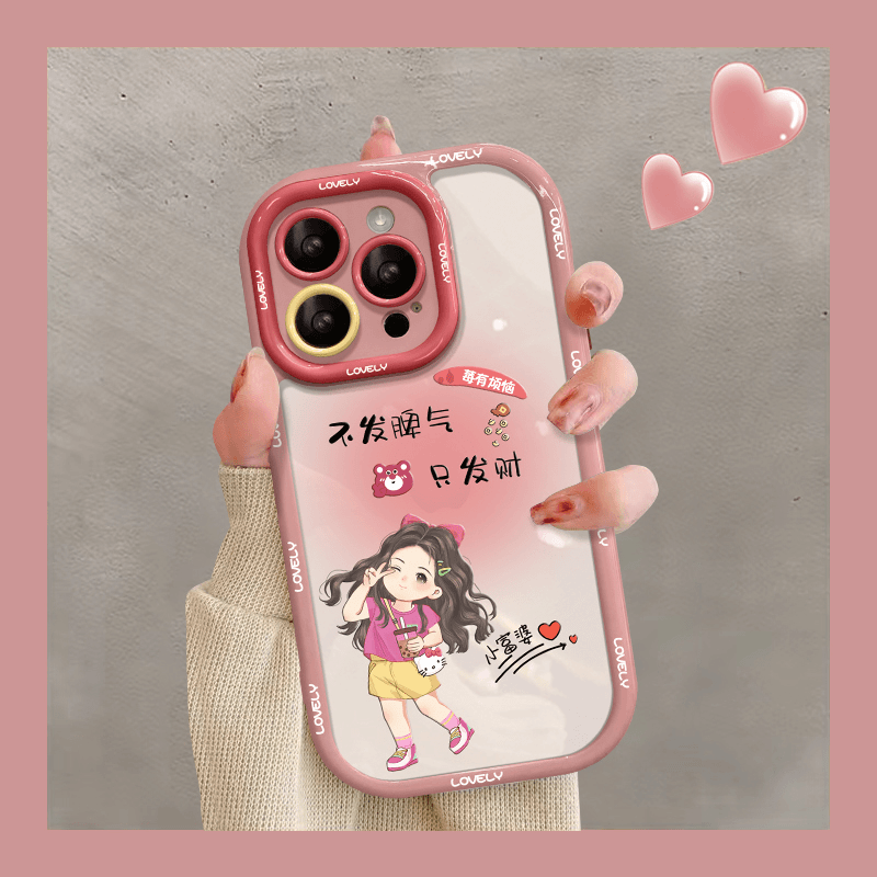 苹果14promax手机壳iPhone13Pro俏皮女孩11防摔12pro可爱xs全包8p