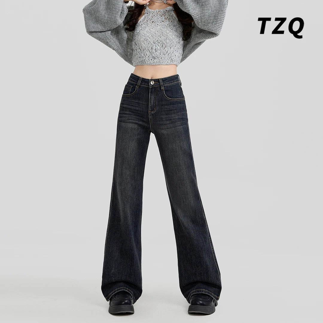 2025美式复古百搭宽松垂感阔腿牛仔裤女秋季新款显瘦百搭显高长裤