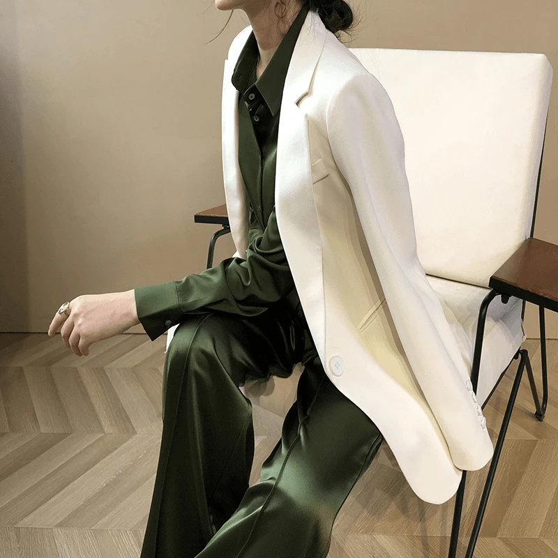 欧美范时尚气质西装外套女春秋新款百搭长袖上衣西服商务纯色潮流