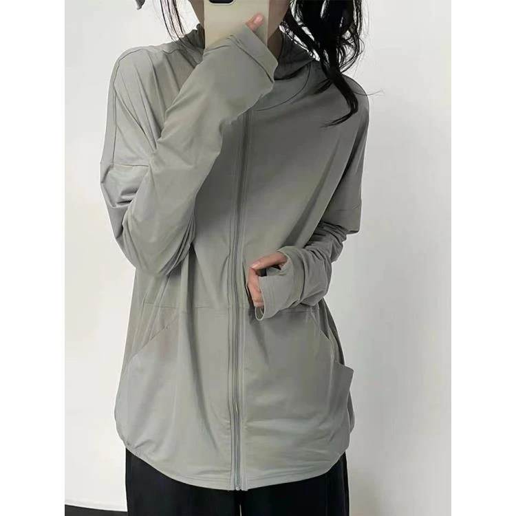 防晒衣女夏季2025新款冰丝防晒服宽松透气防紫外线长袖连帽薄外套