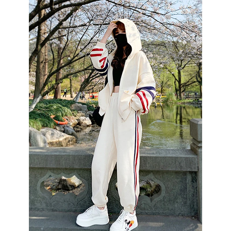 潮流时尚纯棉卫衣运动套装女春秋季2025新款显瘦韩版休闲服两件套