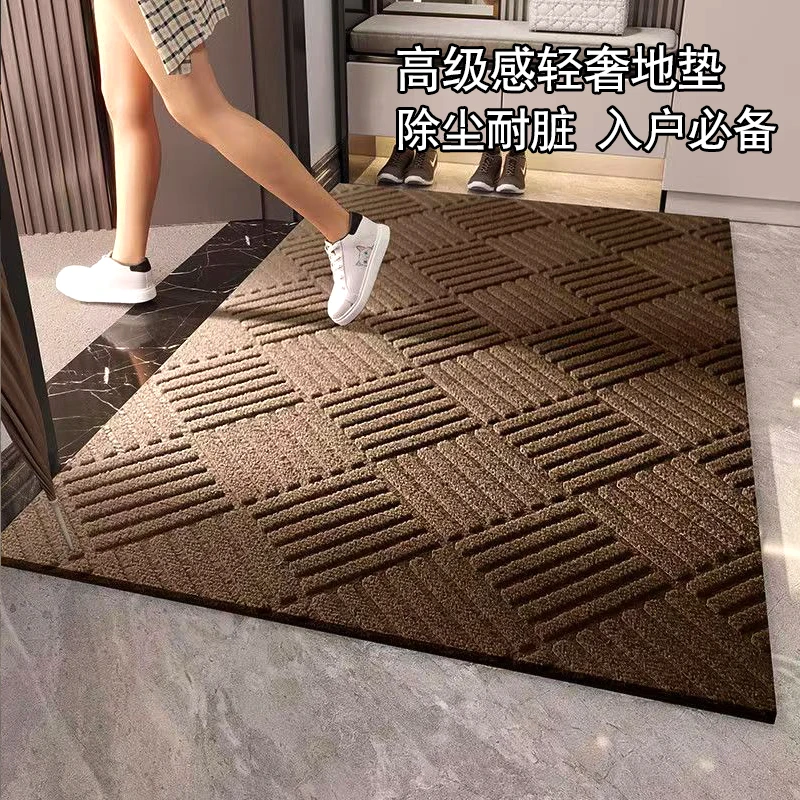 入户门进门地垫高级感2024新款家用门口免洗PVC玄关门外菱形地毯