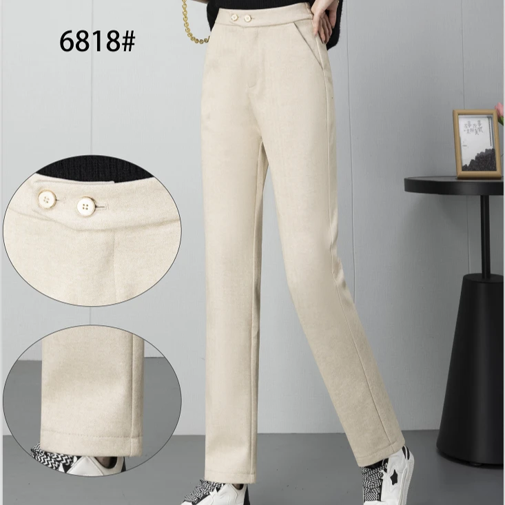 【秋冬百搭神裤】6818直筒烟管裤女士高腰显瘦时尚百搭半松紧休闲裤