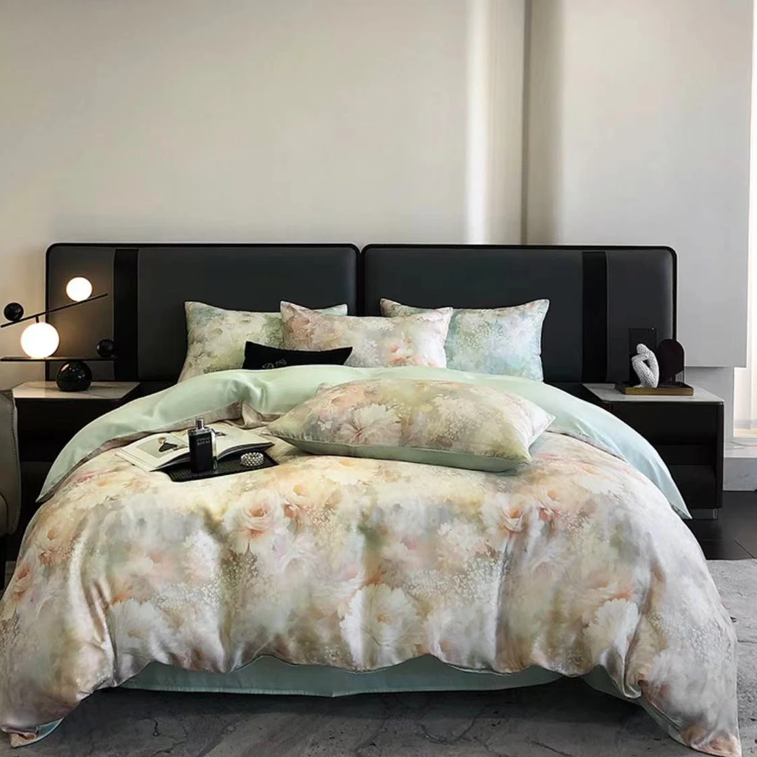 天丝印花四件套 轻奢凉感床品套件