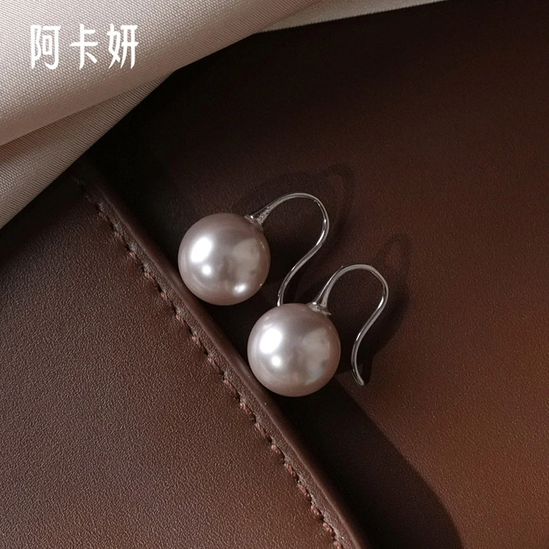阿卡妍 925银耳饰 优雅曼塔玫瑰紫珠耳钩女高级感百搭法式耳环