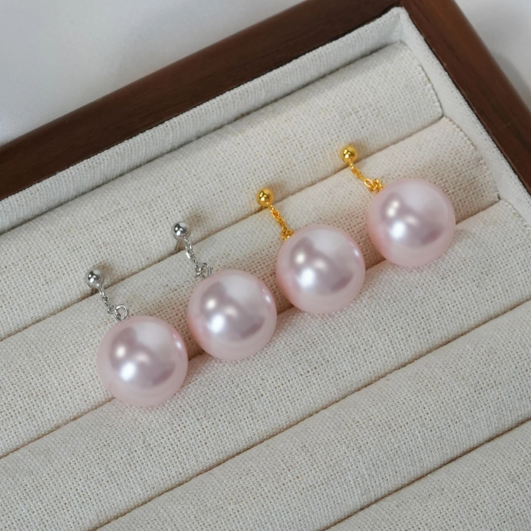 阿卡妍 925银耳饰 清新樱花粉珠珠流苏耳钉女款时尚百搭可爱耳饰