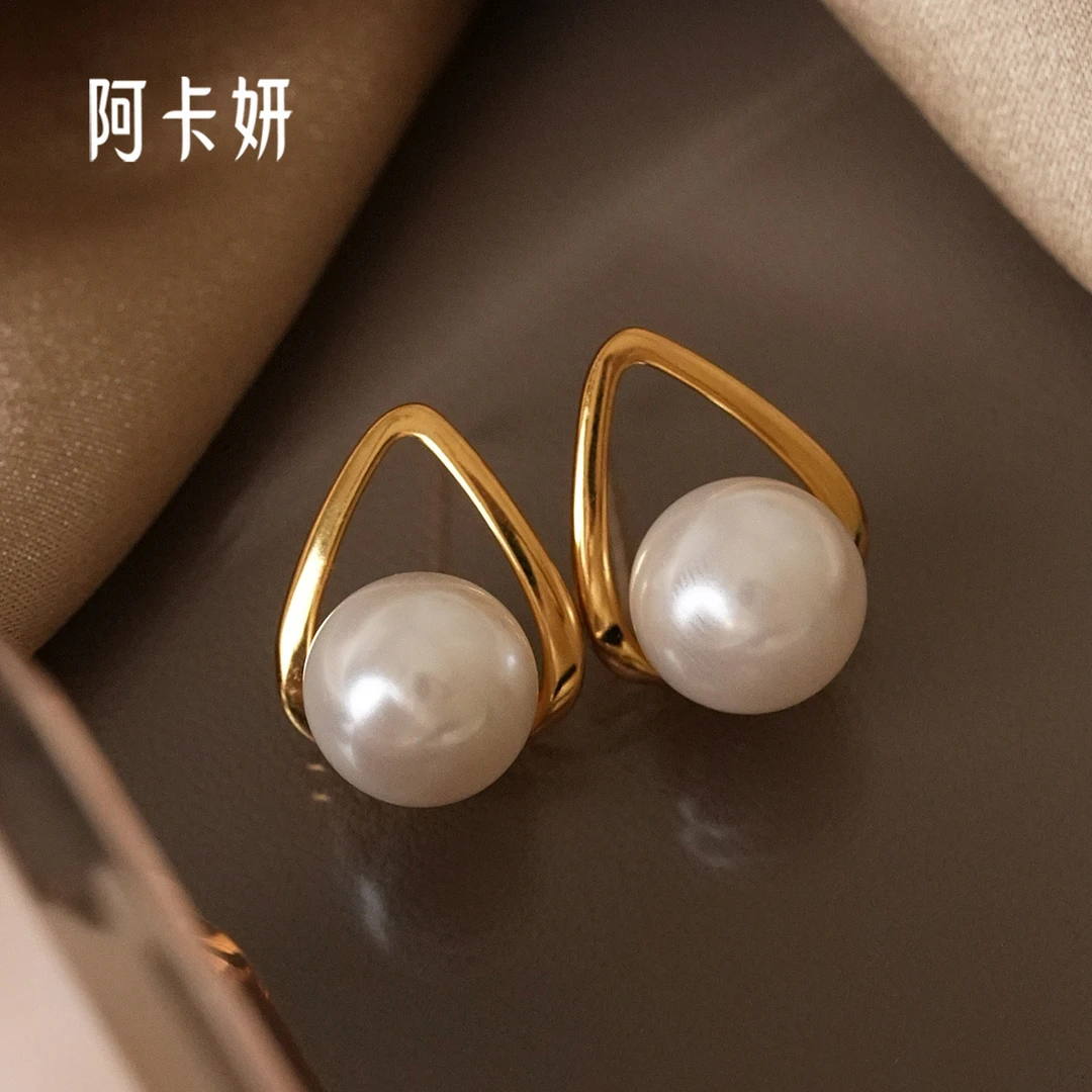 阿卡妍 925银耳饰 简约几何三角珠耳钉女小众设计感耳环轻奢耳饰