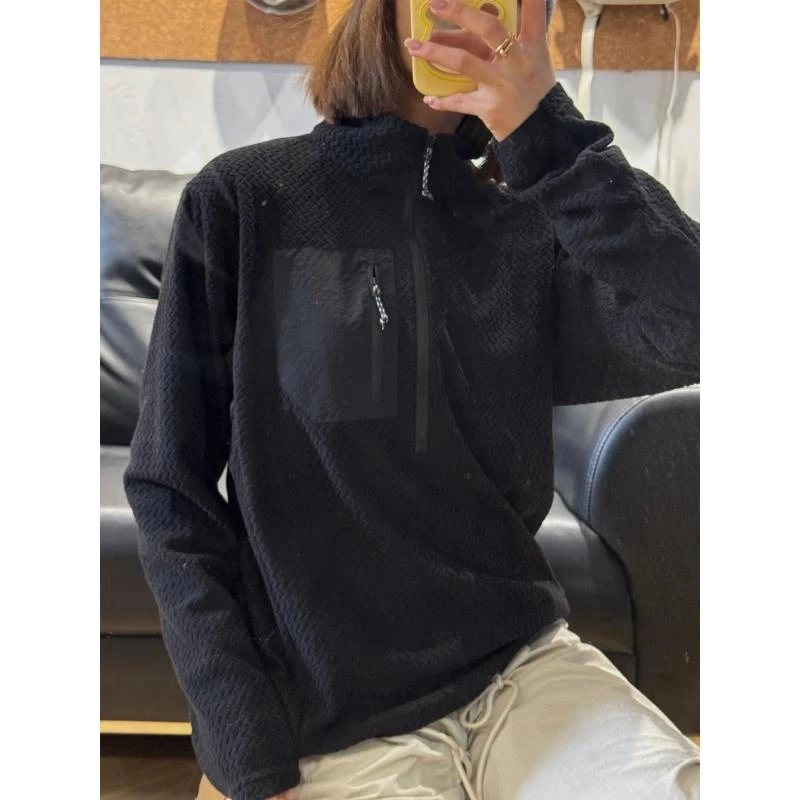 Bata多姿多彩户外男女半拉链长袖打底抓绒卫衣2470